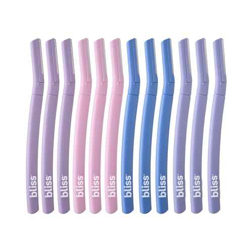 Bliss Stainless Steel Disposable Dermaplaning Tools | Facial Exfoliator and Eyebrow Razor to Dermaplane Peach Fuzz -1 Pack 12 count