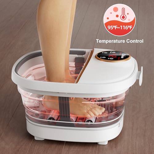 GEHONA Collapsible Foot Spa Bath with Heat & Massage