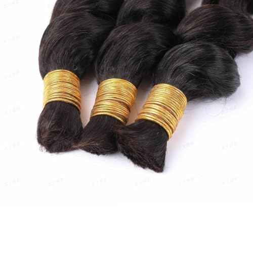 Human Braiding Hair for Boho Braids Loose Deep Wave Bulk Human Hair Knotless 100% Unprocessed Brazilian Virgin Hair Extensions for Braiding Curly Water Wave 1 Bundle No Weft 100g 24inch Natural Black