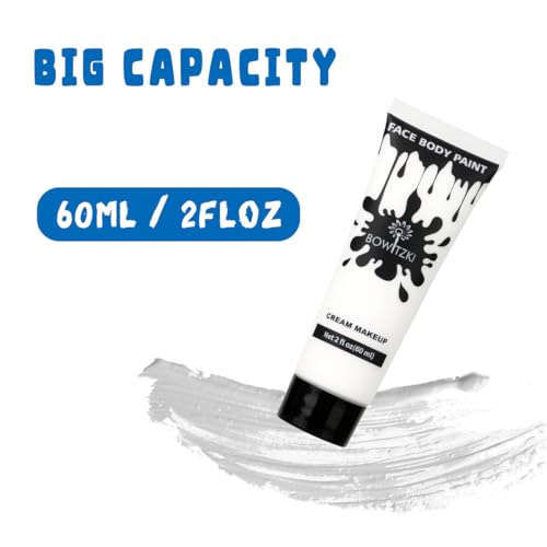 Bowitzki Face and Body Paint 2oz Cream Makeup 60ml Water Based Face Painting Special Effects For Adults Halloween Christmas Party Stage Cosplay (Black+White)