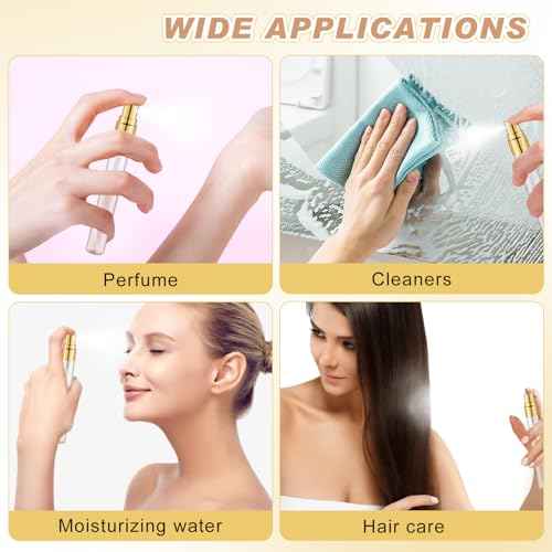 30 Pack Empty Mini Glass Spray Bottle Refillable Fine Mist Perfume Atomizer Portable Travel Sample Spray Bottles Containers For Perfume Essential Oils Cosmetics Liquid (clear bottle, 10ml)