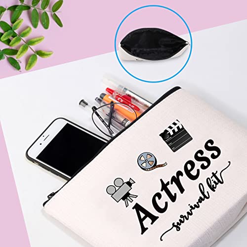 GJTIM Actress Gift Actress Survival Kit Theatre Acting Gift Zipper Pouch Funny Makeup Bag for Drama Student (Survival Kit Actress bag)