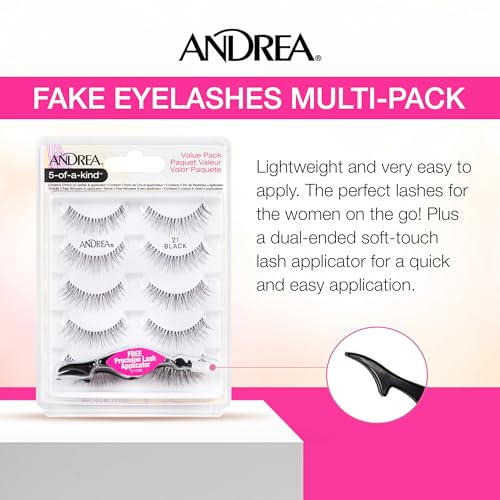 Andrea Fake Eyelashes Multi-Pack with Applicator, 21mm - Natural Look Lashes for Eye Makeup, Dramatic & Lightweight False Eyelashes, 1 Pack