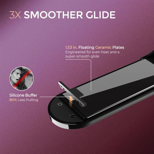 TYMO Flat Iron Hair Straightener Brush, 200M Ions, Anti-Frizz