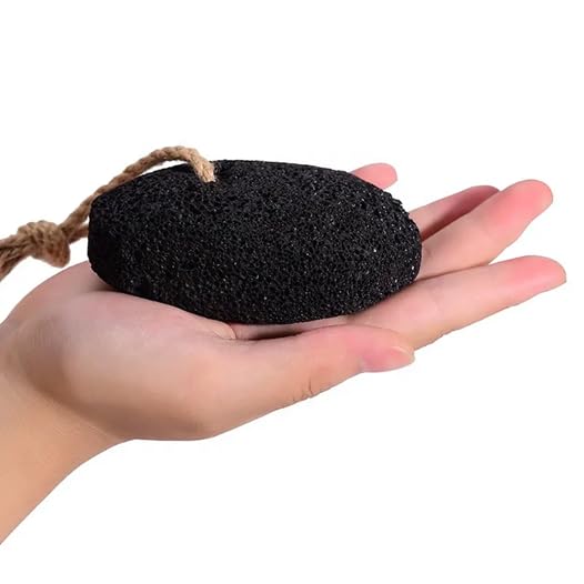 RDRKR Pumice Stone Foot and Hand Scrubber - Natural Lava Stone for Callus Remover, Foot Exfoliation, Hand Scrub, Pedicure Tool, Dry Skin Remover, Promote Healthy Foot and Hand Care (Black)