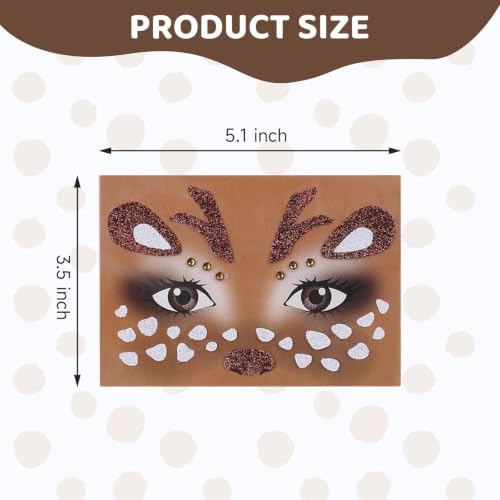 Deer Face Glitter Gem Stickers Tattoo – 2 Pcs Halloween Costume