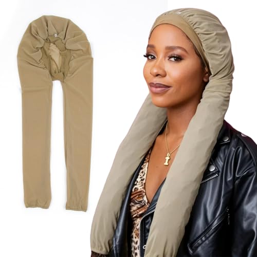 MsFan Braid Bonnet for Sleeping - Long Hair Protective Night Cap - Skin Variation