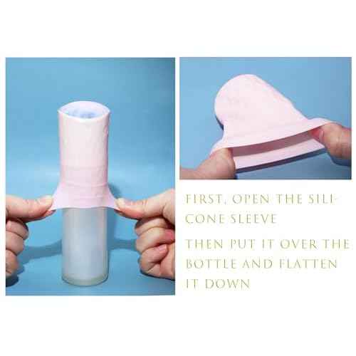 Mini Skater 12pcs Silicone Travel Bottle Cover Reusable Elastic Sleeve Fit Standard Toiletry Container Stretching Bottle Lid Cap for Luggage Bag Suitcase Prevent Leakage Solution (Light Pink)