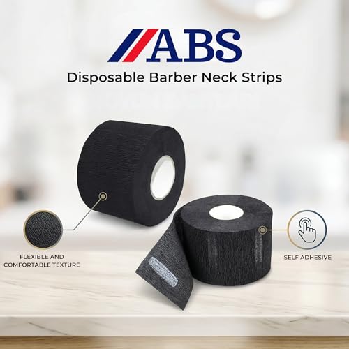 Disposable Barber Neck Strips – 5 Count Black, Hygienic Haircut & Shaving Paper, ABS American Beauty Supply