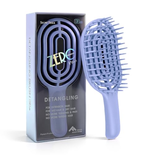 Segbeauty Blue Travel Wig Extension Detangler Brush - Long Handle