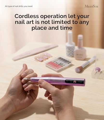 Cordless Nail Drill PC180F - 25000RPM Rechargeable Electric File for Nail Shaping & Gel Polish Removal