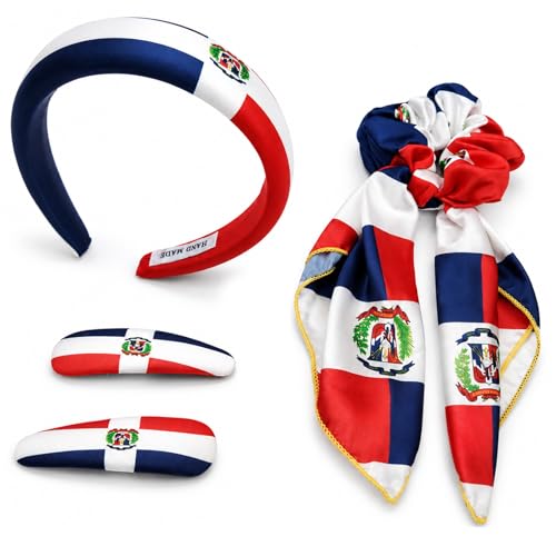 Dominican Republic Flag Hair Accessory Set 4-Piece