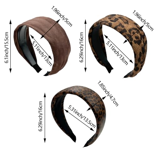 Women’s Wide Leopard Headbands Set - Non-Slip Elastic Hair Accessories