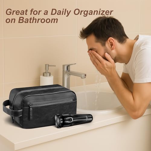 Travel Toiletry Bag for Men & Women - Water-Resistant PU Leather