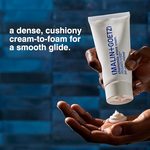 MALIN+GOETZ Chamomile Shave Cream | Nourishing Shaving Cream with Wild Moroccan Chamomile, Shea Butter, Glycerin + Squalane | Smooth + Close Shave for Face + Body | Vegan + Cruelty-Free (5 Fl Oz.)