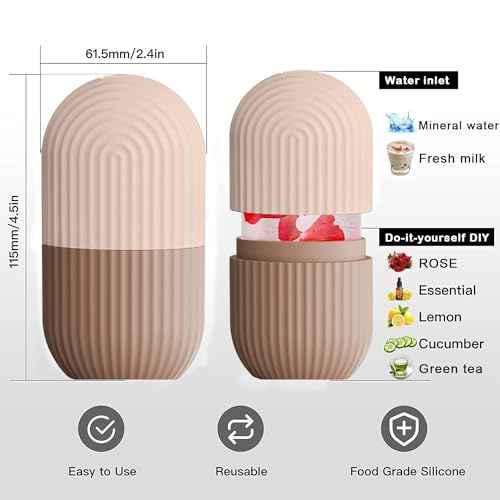 XHJRI Ice Face Roller Massager,Ice Cube Roller for Face, Eyes and Neck Naturally Conditioning and Skin Care,De-Puff Eye Bags,Reduce Migraine Pain,Reusable Massage Silicone Ice Mold (Coffee)