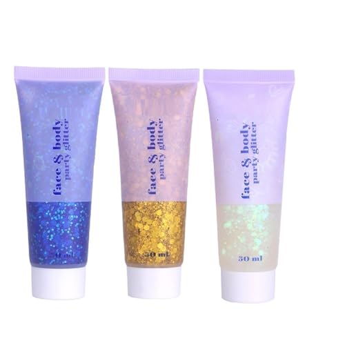 3-Color Body Glitter Gel Set - Neon Party Makeup