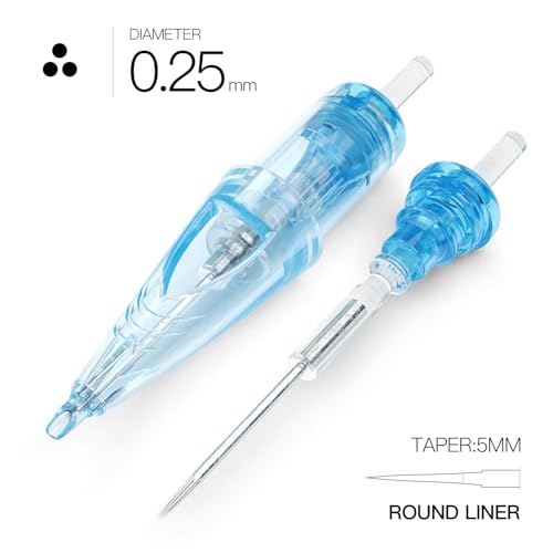 Disposable Round Liner Tattoo Needles - 20 Pack with No Backflow Membrane