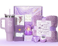 Lavender Spa Gift Basket for Women with 40oz Tumbler & Blanket
