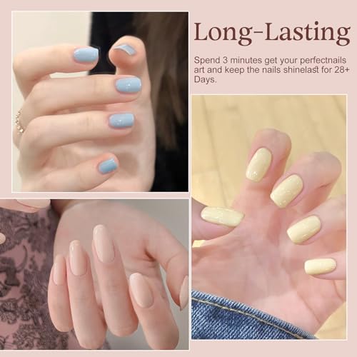 TONITU G · Gel Nail Polish Set 6 Colors Gel Polish Kit, Light Grey Soft Pink Pastel Blue Lavender Pale Yellow Blush Nail Art Design Soak Off LED at Manicure DIY Home Salon Gifts for Women Girls