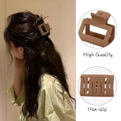 18Pcs Medium Hair Clips for Women Girls - Matte Love, Triangle, Ribbon and Semicircle Styles for Thin/Thick Hair, Cute Nonslip Accessories (White, Brown, Black)