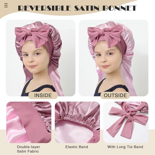 Kids Satin Bonnet for Long Hair & Braids | Double-Layer Sleep Cap