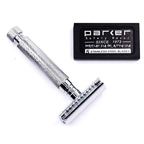 Parker 97R Traditional Double Edge Safety Razor & 5 Parker Premium Razor Blades