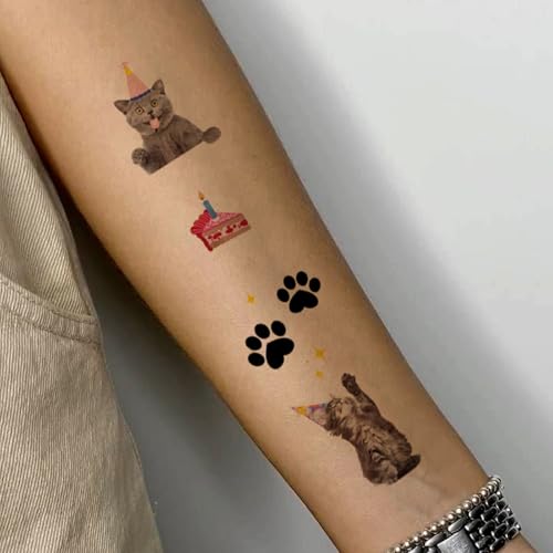 60 Cat Temporary Tattoos - Waterproof Party Favors