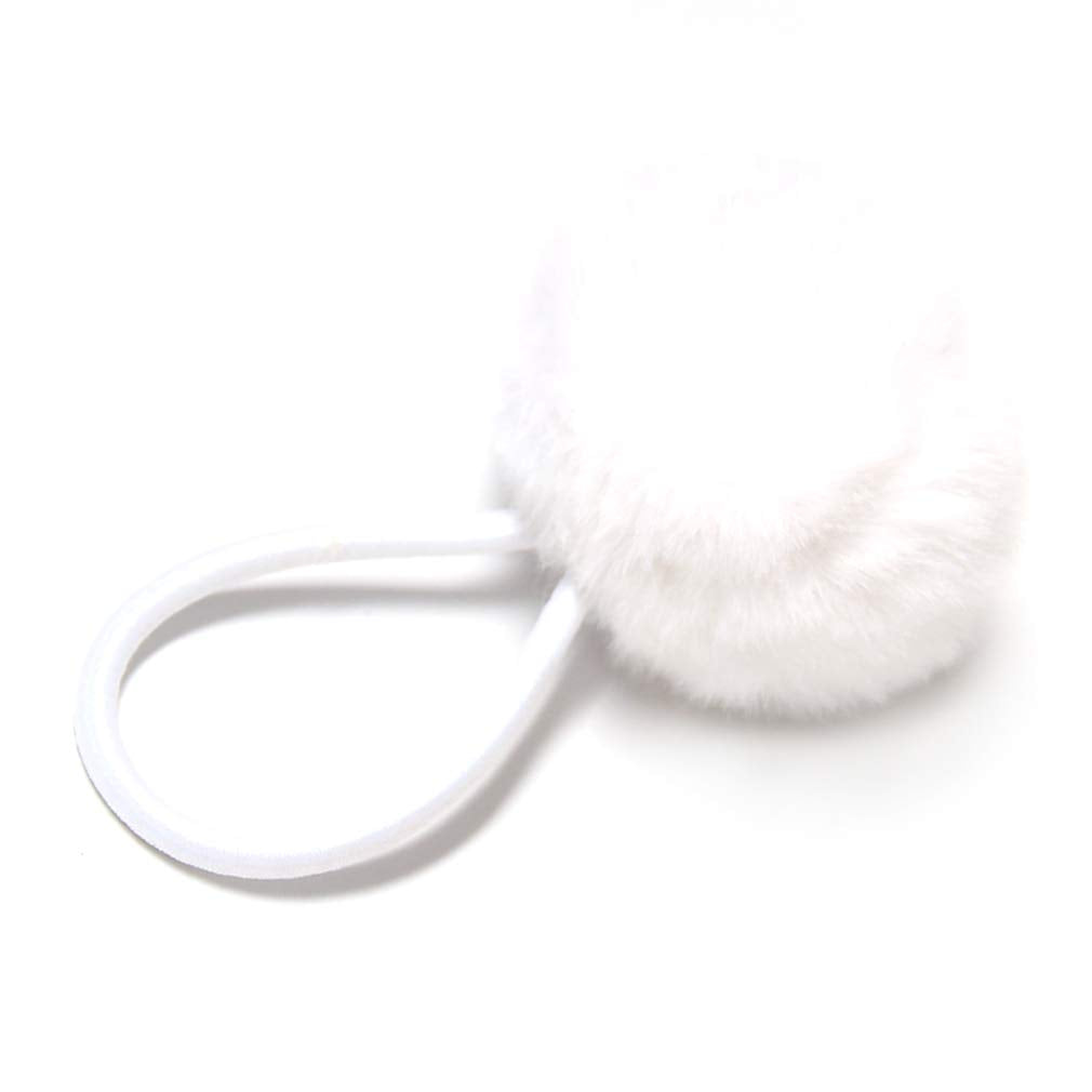 SUSULU Furry Hair Elastic Bands Faux Rabbit Fur Pompom Hair Ties Scrunchies for Women, Rubber Band with 5cm Ball Ponytail Holder Accessories Pack of 12pcs (White)