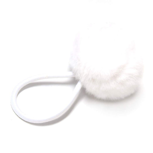 SUSULU Furry Hair Elastic Bands Faux Rabbit Fur Pompom Hair Ties Scrunchies for Women, Rubber Band with 5cm Ball Ponytail Holder Accessories Pack of 12pcs (White)