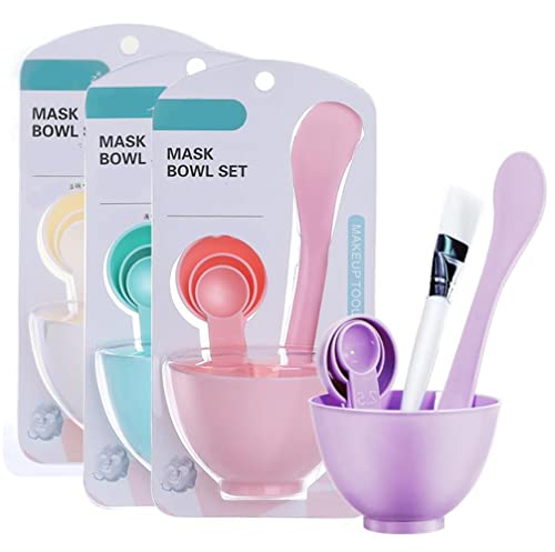 Face Mask Mixing Bowl Set +50pcs Cotton Pads, Plastic 6 in 1 DIY Facemask Mixing Tools Kit with Mask Bowl Stick Spatula Measuring Cup & Mask Brushes (Green)