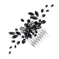 Black Teardrop Rhinestone Hair Comb - Bridal Wedding Hairpiece
