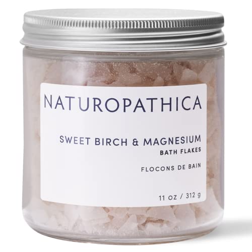 Naturopathica Sweet Birch and Magnesium Bath Flakes, Soothing Daily Bath Soak for Muscle Discomfort, Bathing Alternative to Epsom Salt, Relaxing Tension Relief Soak for Men and Women, 11 oz