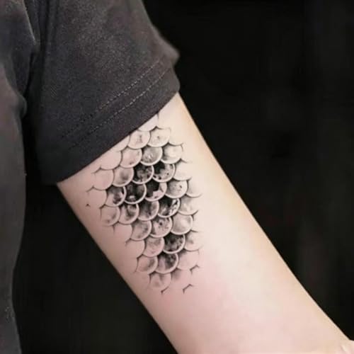 3D Fish Scale Temporary Tattoos - Mermaid Scales Stickers, 8 Pack