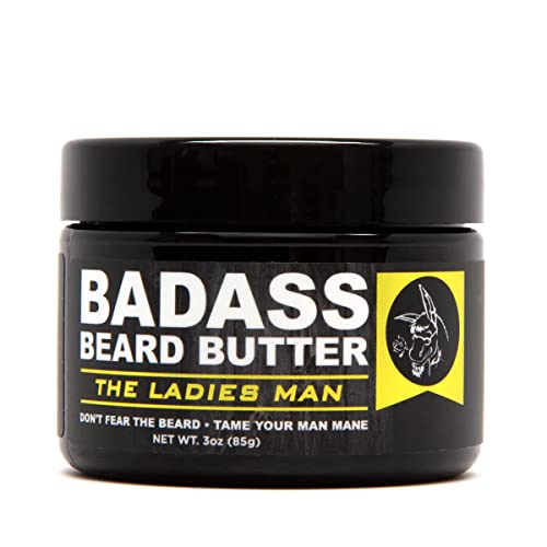 Badass Beard Care Beard Butter For Men - THE LADIES MAN, 3 oz - Made of Natural Ingrediens for Healthy, Soften and Itchness Free Beard and Mustache