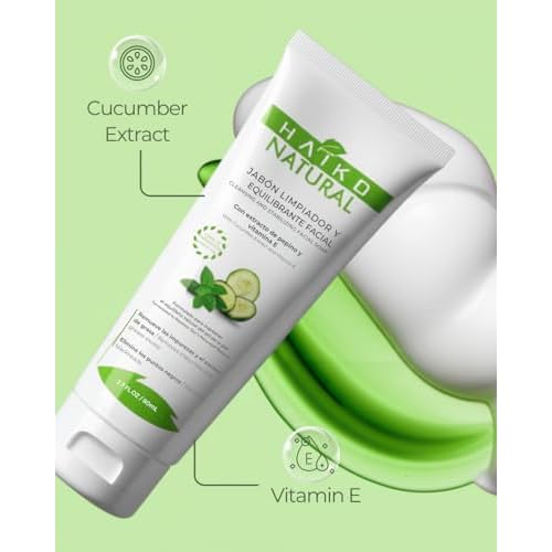 Facial Cleansing & Balancing Soap with Cucumber & Vitamin E. Removes Impurities & Blackheads. Restores Skin Elasticity & Firmness. Non-Greasy & Paraben-Free - 2.7 FL.OZ / 80g