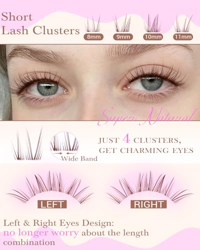 Natural Brown Lash Clusters - Short 8-11MM Cat Eye Extensions
