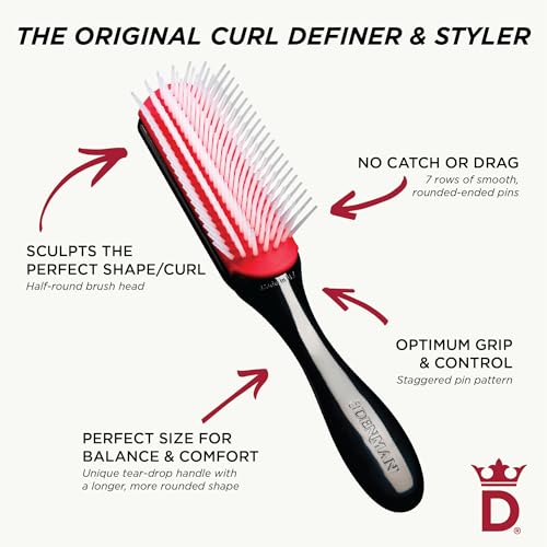 Denman D3 Curl Definer Brush for Curly Hair – 7 Row Detangling