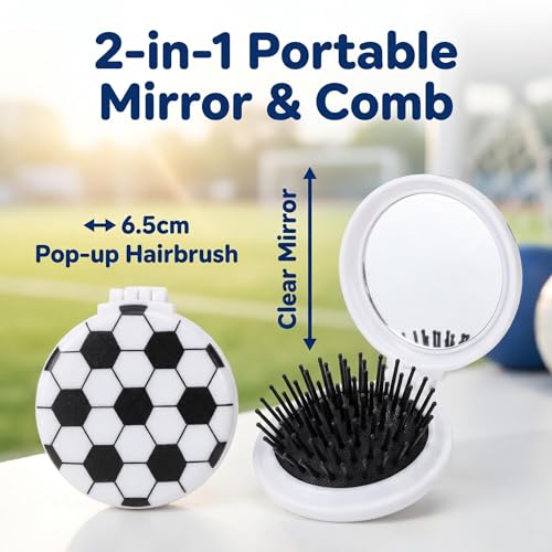 Soccer Hair Accessories Kit for Girls with Gift Box - 10 Pieces Including Headbands, Clips & Mirror