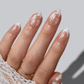 BTArtbox Press On Nails Short Almond White French 32Ct