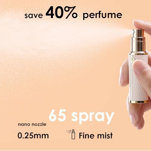 D-LOTUS Travel Perfume Bottle Refillable, Genuine Leather Perfume Atomizer Leakproof Mini Pocket Size Travel Cologne Sprayer for Cruise Car Trip Purse Gift 5ml (Red - L)