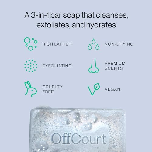 OffCourt Exfoliating Bar Soap ? Whole Body, Deep Cleansing and Hydrating Soap for Men & Women - All Skin Types - Non-Drying Bar - Fresh Citrus Scent (5oz, 1 Pack)