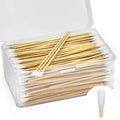 400 PCS 6 Inch Long Cotton Swabs in Storage Box - Cotton Swabs with Wooden Sticks, Lint Free, Highly Absorbent Single Tipped Applicators for Makeup, Household Cleaning, Art & Craft