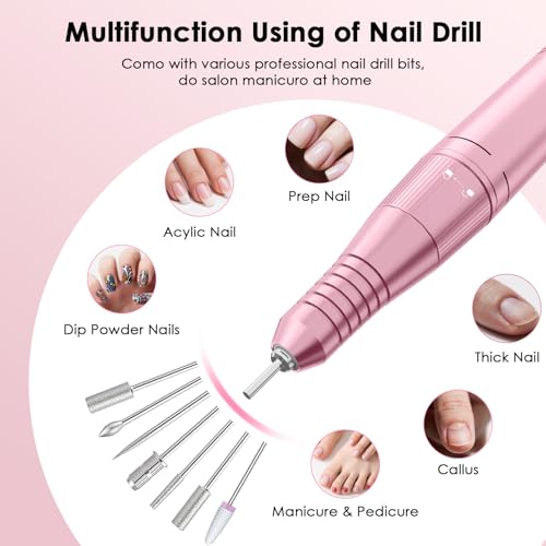 HUGMAPLE Professional 45000RPM Electric Nail Drill Kit - Rechargeable & Portable
