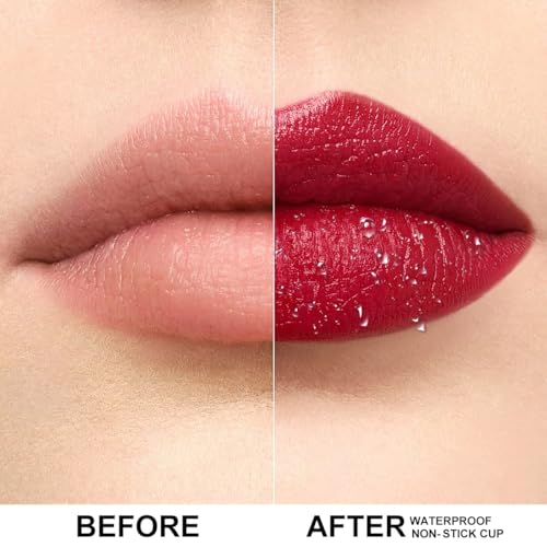 PHOFAY Lip Gloss - Bold Red Shimmer, Moisturizing Vegan