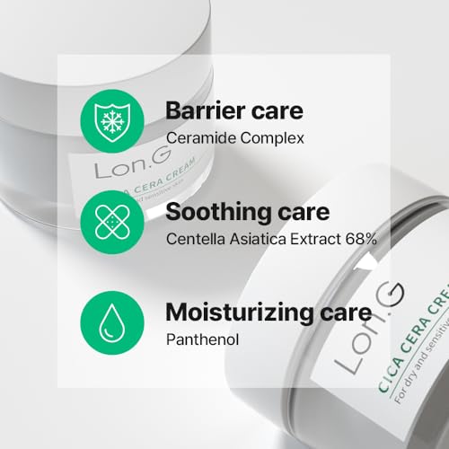 Cica Cera Cream, Ultra moisturizing cream for dry and sensitive skin relief with Ceramide, Skin redness, Skin barrier, soothing Care, Centella Asiatica Extract, Korean skincare(1.69 oz / 50g)