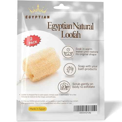 2 Natural Egyptian Loofahs Exfoliating Scrubber for Shower, Natural Loofah Sponge Body Scrubber, Deep Clean & Invigorate Your Skin, for Men and Women