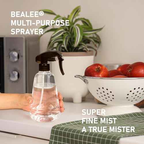 Spray Bottle 2 Pack, 16oz - Ultra Fine Mist, Plant Mister Hair Misting Empty Spray Bottles Indoor, Leak Proof Water Sprayer for Planting, Hair Care, Essential Oils, Cleaning Solutions (Clear)