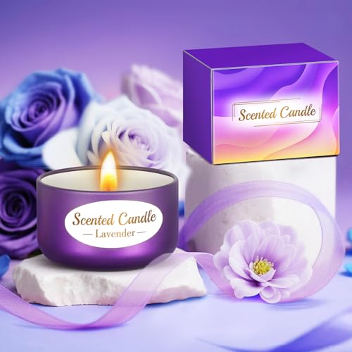 Purple Spa Gift Basket Set for Women with Candle & Bath Bomb