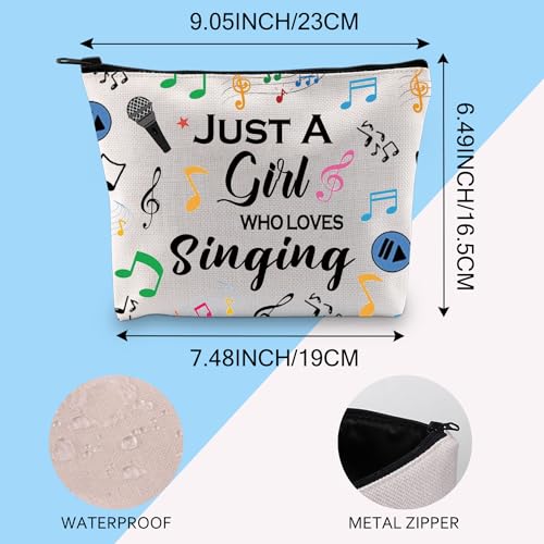 Gzrlyf Singing Makeup Bag Just Girl Loves Singing Singer Gift Karaoke Singing Lover Music Lover Cosmetic Bag (Just singsingMB)